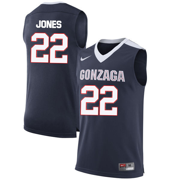 Men #22 Jeremy Jones Gonzaga Bulldogs College Basketball Jerseys-Navy - Click Image to Close